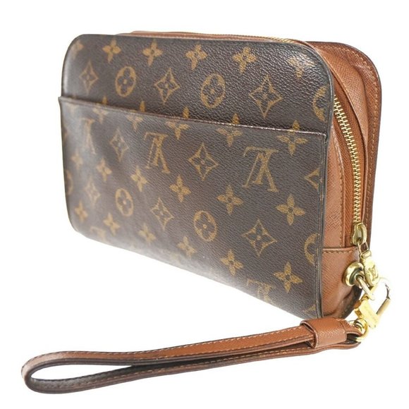 LOUIS VUITTON Orsay Clutch Hand Bag Monogram Leather Brown France - Picture 15 of 16